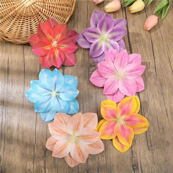 10 PCS Hawaiian Flower Hair Clips for Women Curved Edge Flower Hibiscus Hair